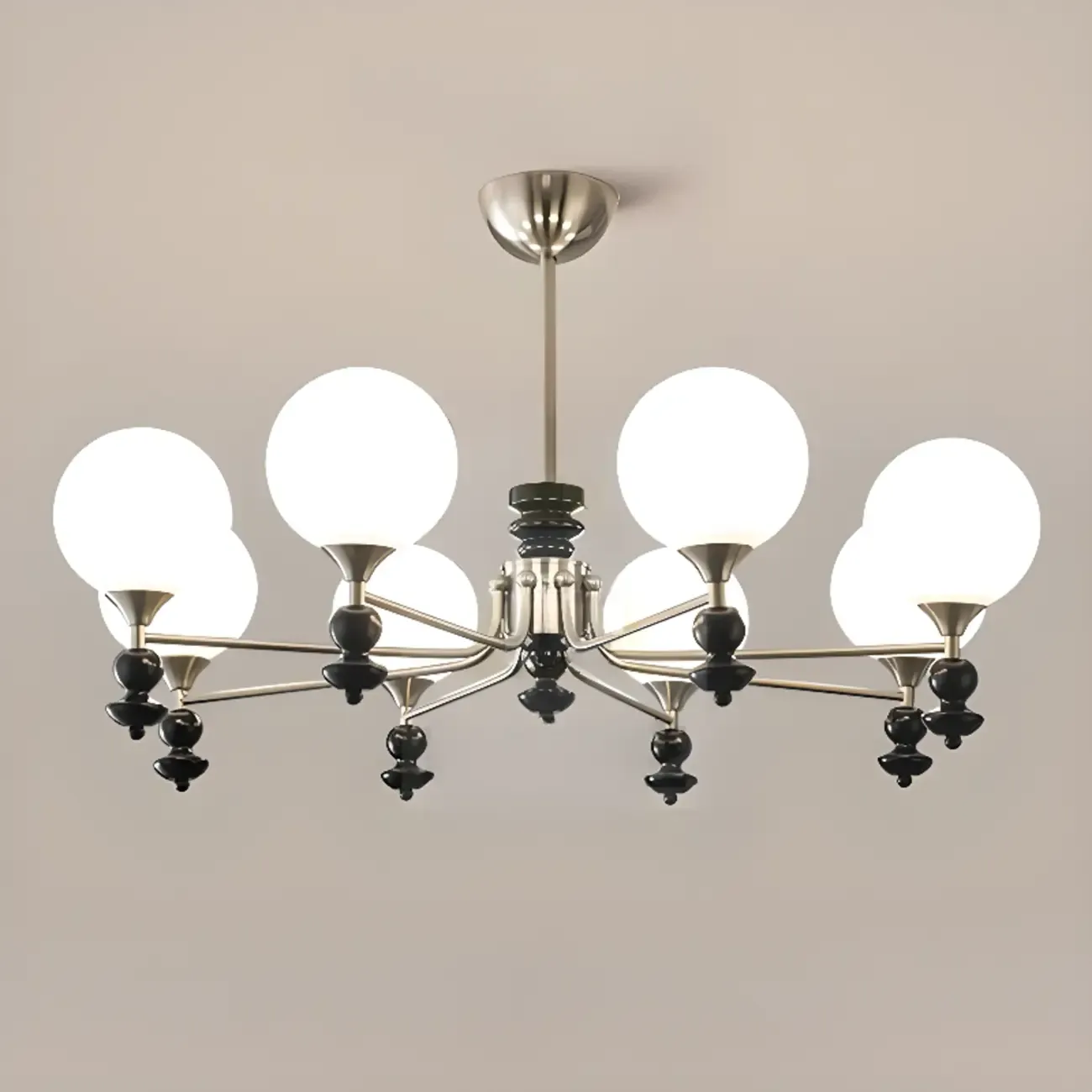 Modern Stylish Black Nickel Glass Globe Chandelier