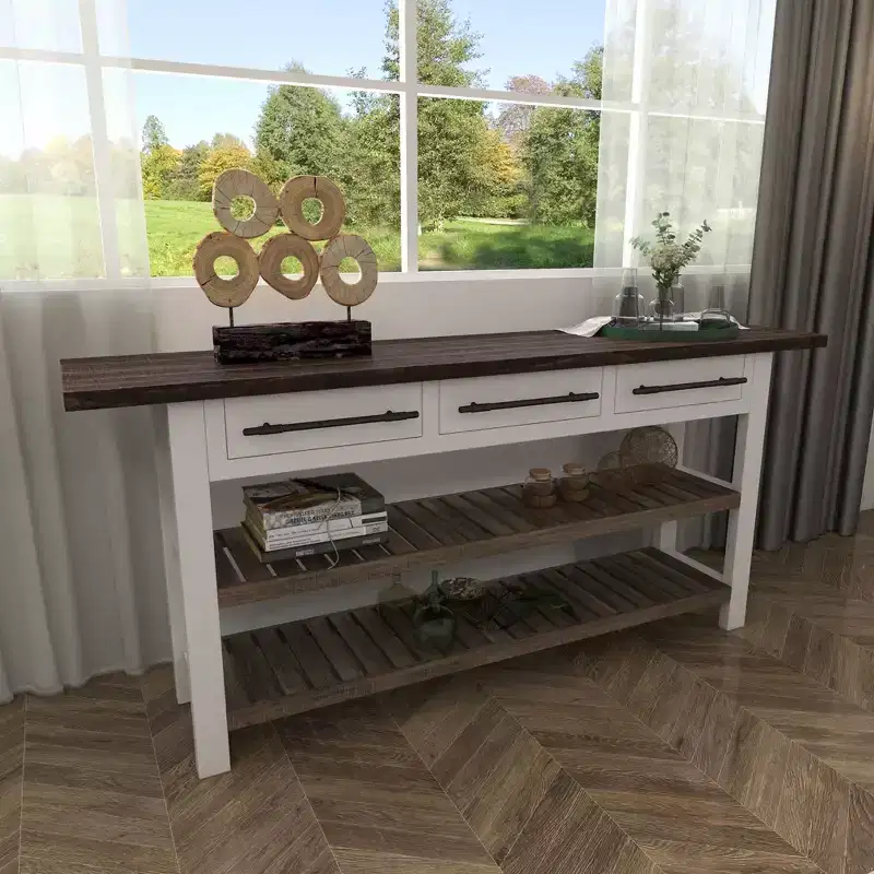 Farmhouse Wood Rectangle Console Table White - Olivia & May