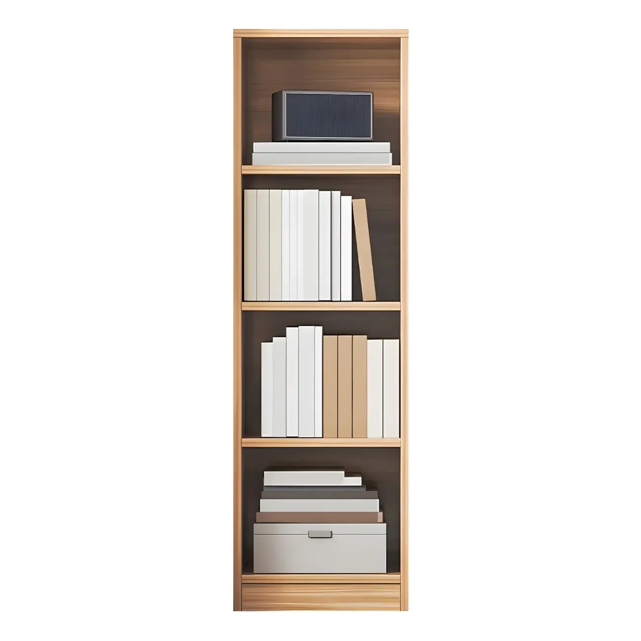 Narrow Tall Brown Wood 6-Shelf Closed Back Bookcase