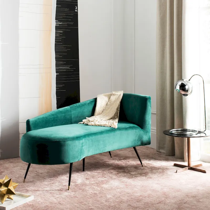 SAFAVIEH Helgrit Black/Gold Velvet Retro Glam Settee - 57.5