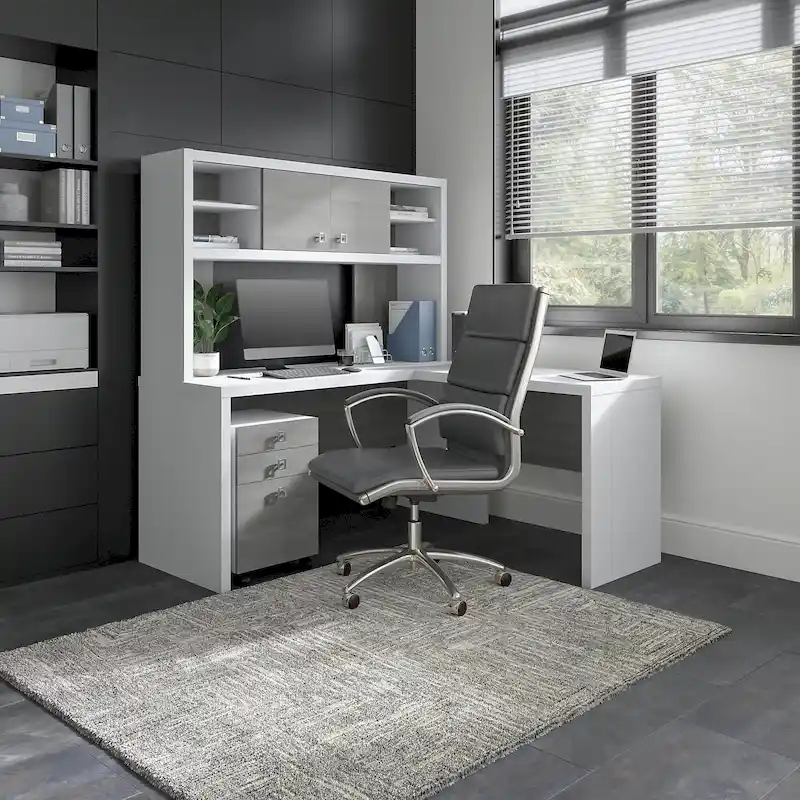 Echo L Shaped Desk with Hutch and Drawers by Bush Business Furniture