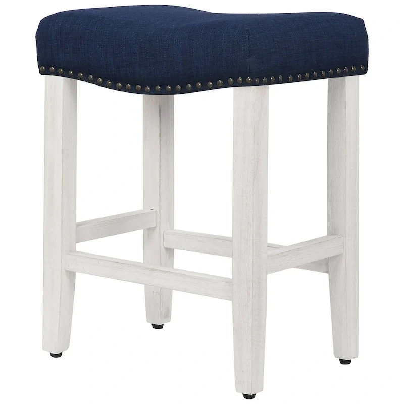 Jameson Upholstered Polyester Antique White 24 Inch Counter Stool