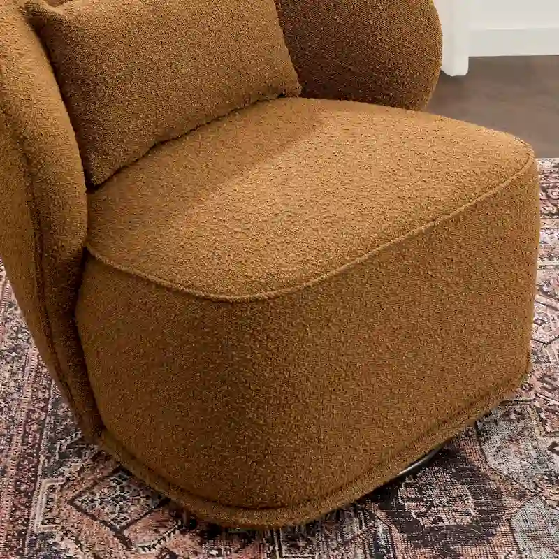 KINWELL 33 W Sherpa Boucle Upholstered Accent Swivel Chair (Set of 2)