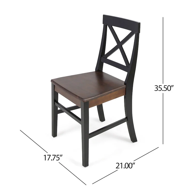 Farmhouse Acacia Wood Dining Chairs Set of 2 - X-Back Design, 300 lbs Capacity, 35.5
