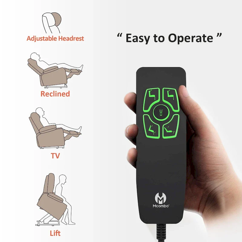 MCombo Power Lift Recliner Chair with Massage, Heat, Adjustable Headrest, Extended Footrest-(PU/Fabric)