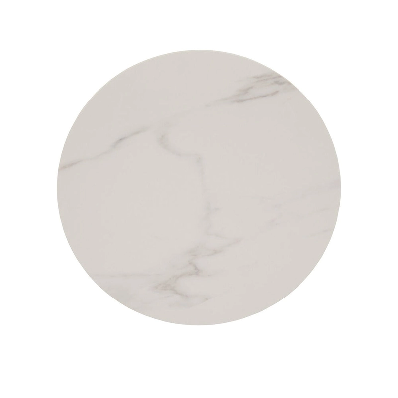 Jurmala Glossy Sintered Stone with Grey Metal Base End Table by iNSPIRE Q Modern