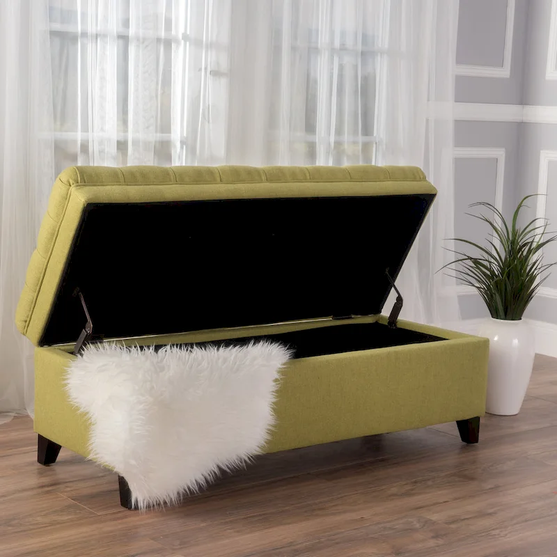 Juliana Fabric Storage Ottoman with Birch Legs
