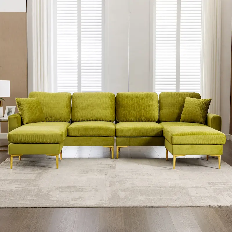 Velvet U-shaped modular detachable sectional sofa