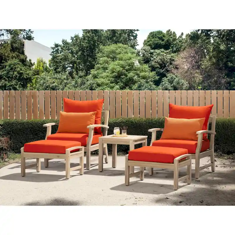 Kooper 5 Piece Sunbrella Outdoor Patio Club Chair And Ottoman Set
