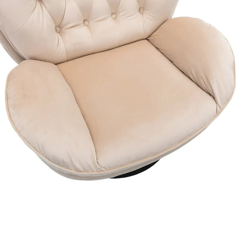 Beige Modern 31.7 Swivel Accent Chair with Ottoman