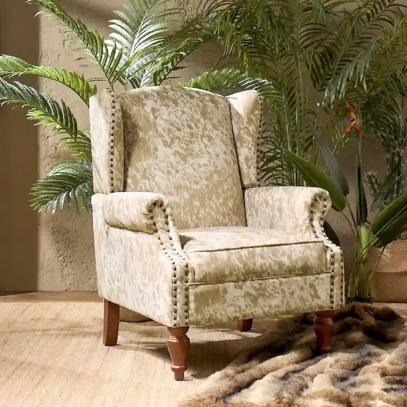 Ivan Traditional Animal Pattern Armchair with Nailhead Trim by