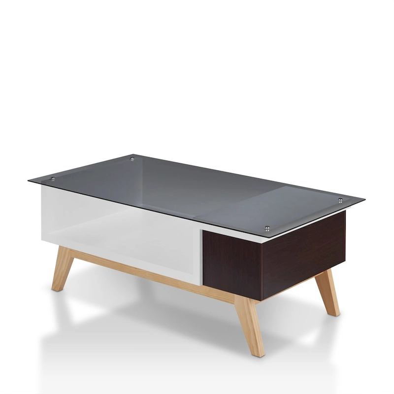 Yini Modern 47-inch Glass Top 1-Shelf Coffee Table by Furniture of America