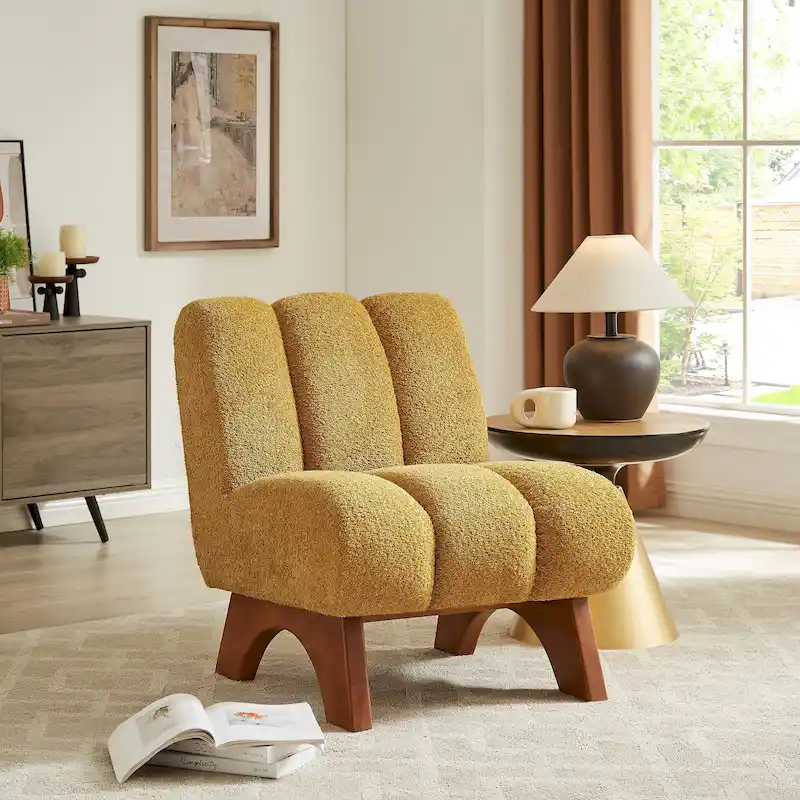 Art Leon Modern Wood and Fabric Accent Sofa Chair