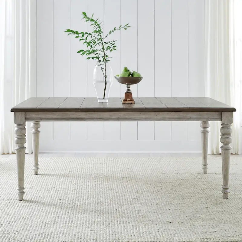 Cottage Lane Antique White with Weathered Gray Rectangular Leg Table