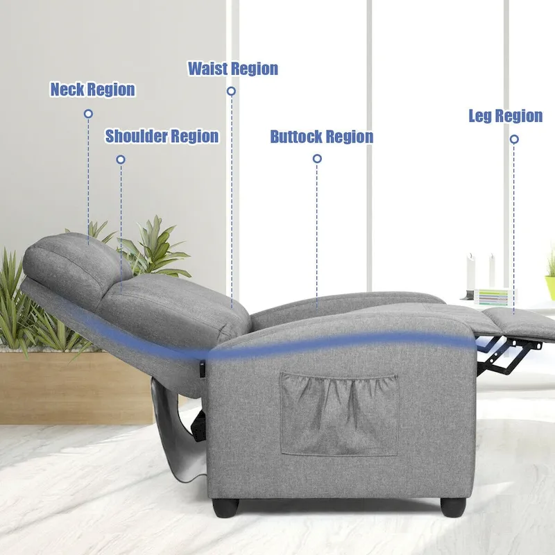 Massage Recliner Chair Single Sofa Padded Seat w/ Footrest