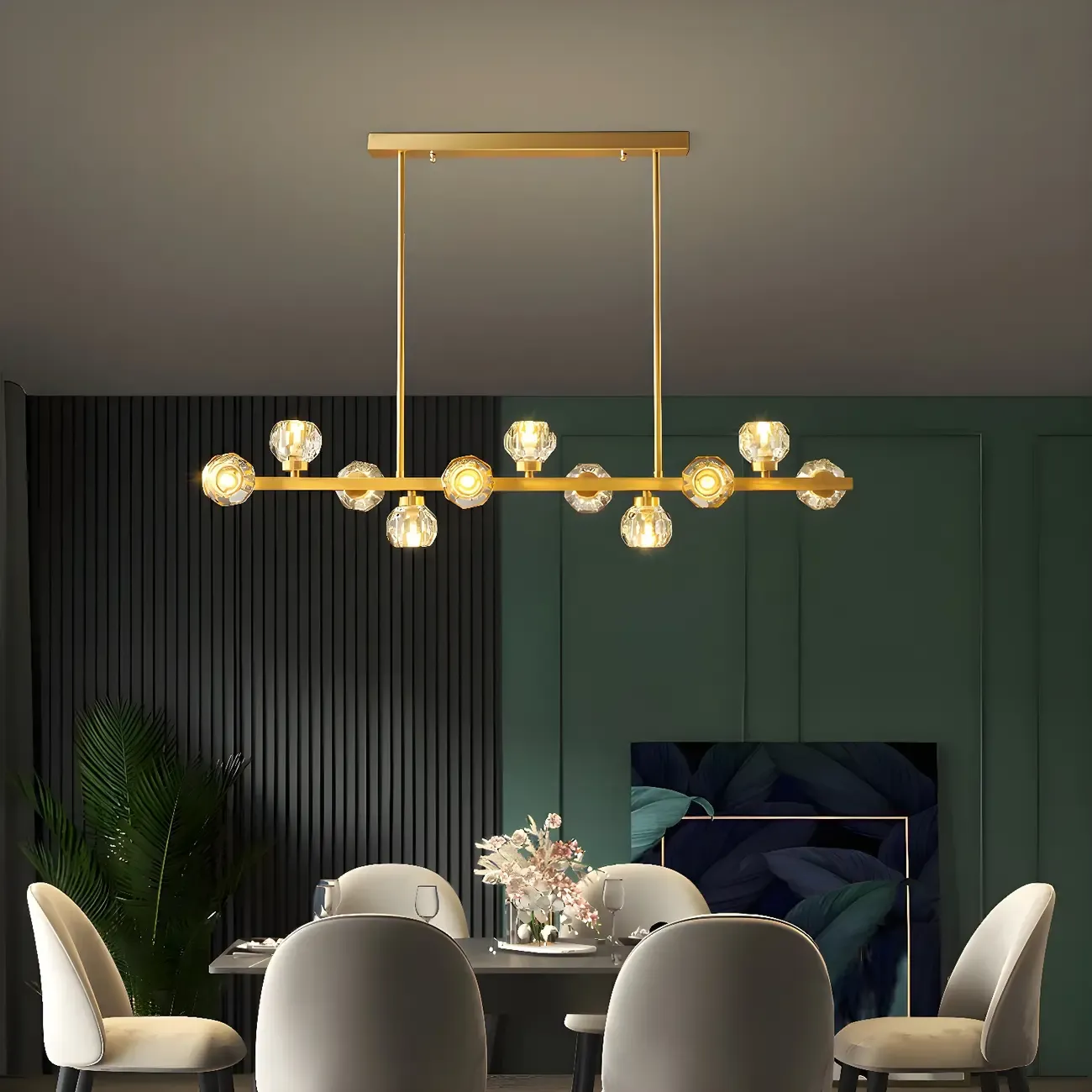 Modern Gold Crystal Chandelier for Kitchen Island