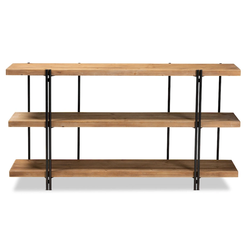 Tarah Brown Finished Wood and Black Finished Metal Console Table