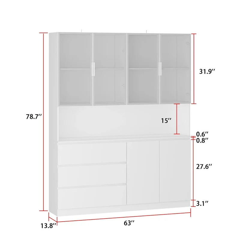 Modular Buffet and Display Cabinet - Modular Design in Pristine White