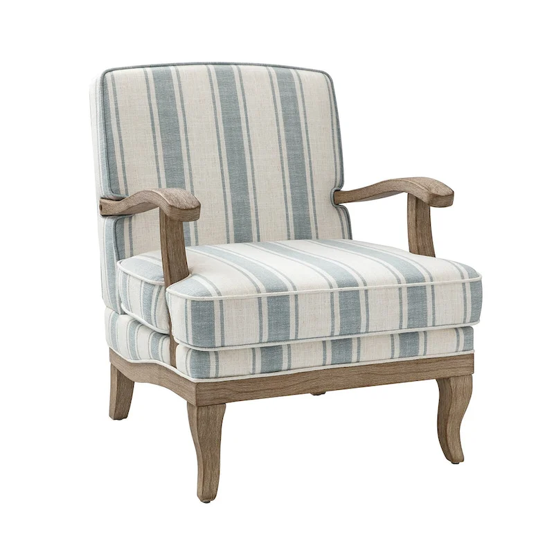 Rinaldo Farmhouse Polyester Armchair with Solid Wood Legs by HULALA HOME