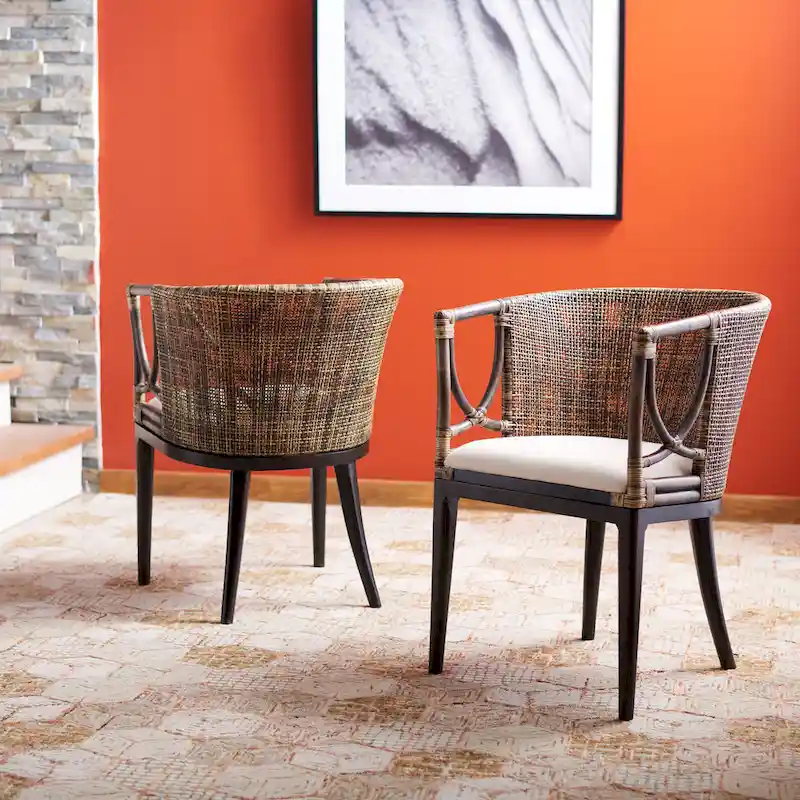 SAFAVIEH Olafia Dining Brown/ Black Arm Chair - 22.3