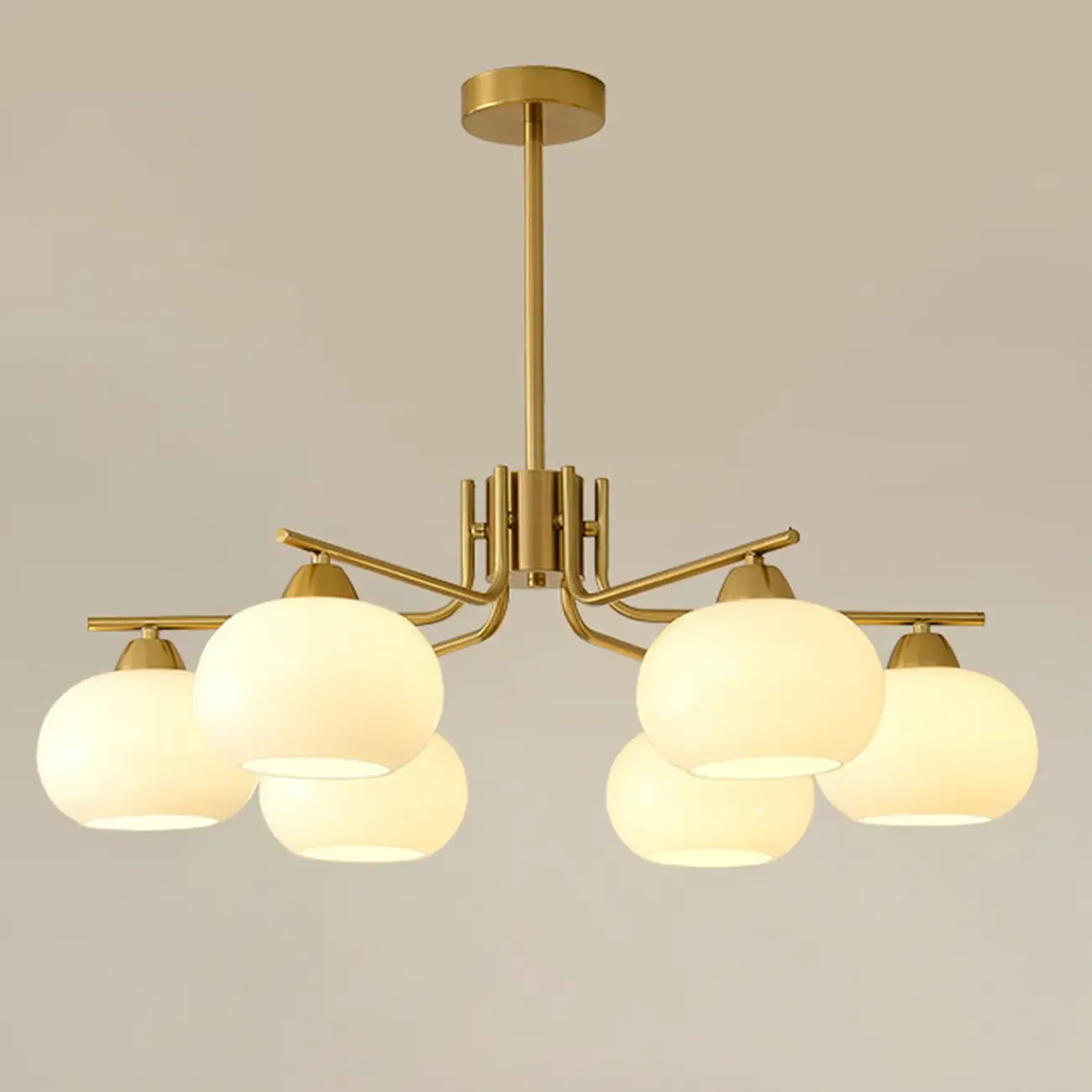 Modern White Drum Glass Living Room Chandelier