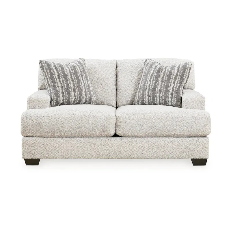 Emma 68 Inch Loveseat with 2 Accent Pillows, Oversized, Gray Polyester