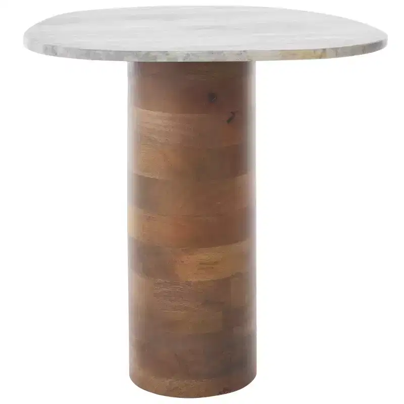 Mono Small Marble Side Table - ACC2908A - Off White Marble/Walnut - Safavieh