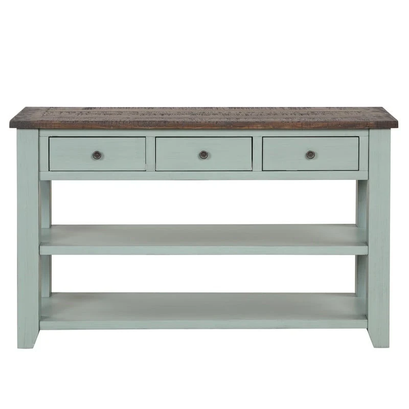 Console Table with 3 Drawers and 2 Open Shelves