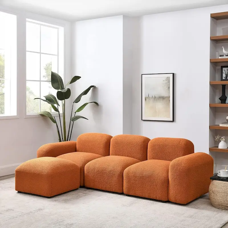 L-Shaped Modular Sectional Sofa with Chaise Lounge, 3-Seat