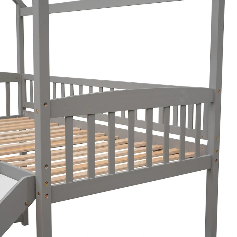 Twin Loft Bed with Slide and Guardrail
