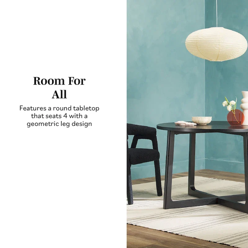 Middlebrook Modern Round Solid Wood Dining Table With Geometric Legs