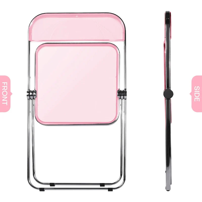 Transparent Acrylic Stackable Folding Dining Chair w/ Metal Frame, Single - 29.1(H) x 18.1(W) x 18.5(D)