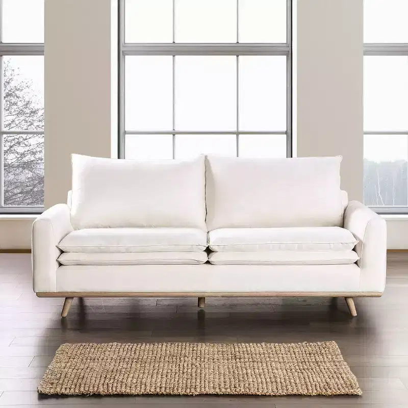 HOMES: Inside + Out Gubera 82" Mid-Century Sofa Cotton Linen Blend Upholstery with Feather Blend Cushions