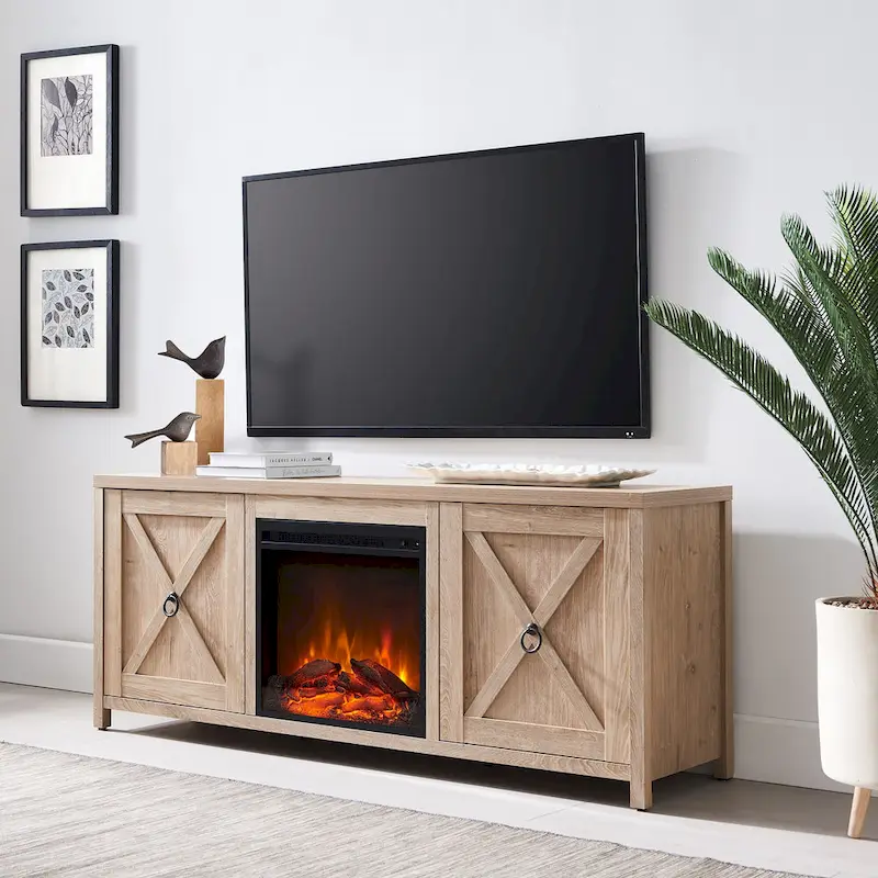 Granger 58  TV Stand with Log Fireplace Insert