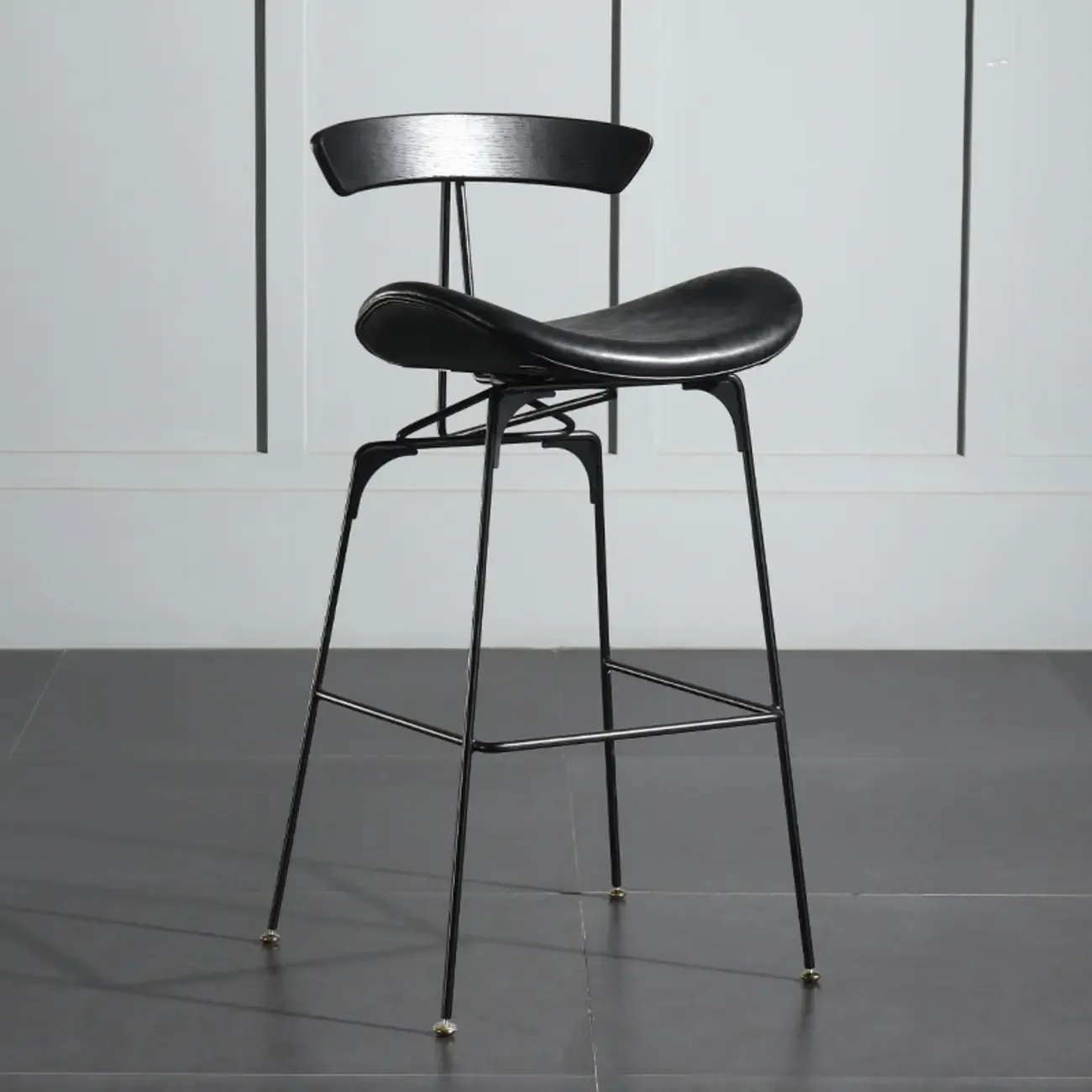 Modern Saddle Genuine Leather Low Back Bar Stool