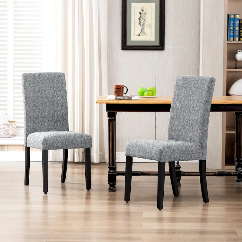 Grandview Upholstered Linen Fabric Dining Chair (Set of 2)
