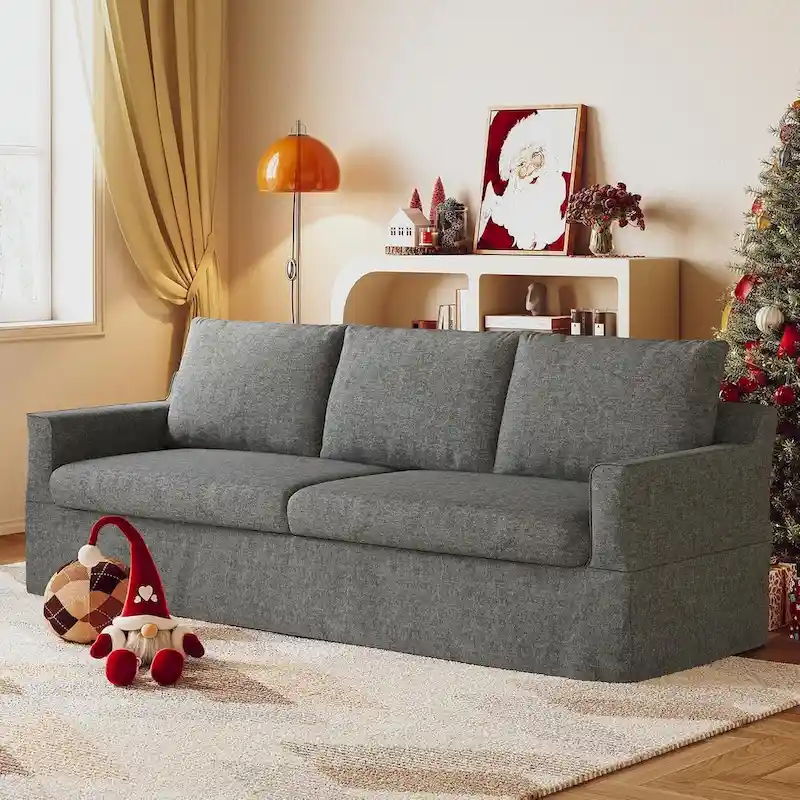 93 Modern 3-Seater Sofa Couch with Deep Seats and Removable Slipcover
