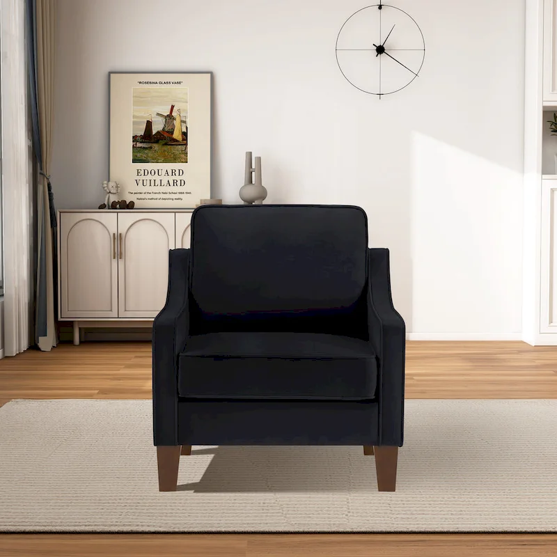 Modern Velvet Upholstered Accent Chair Single Sofa Armchair