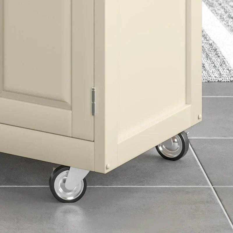 Puff Island White Finish with Stainless Steel Top Kitchen Cart