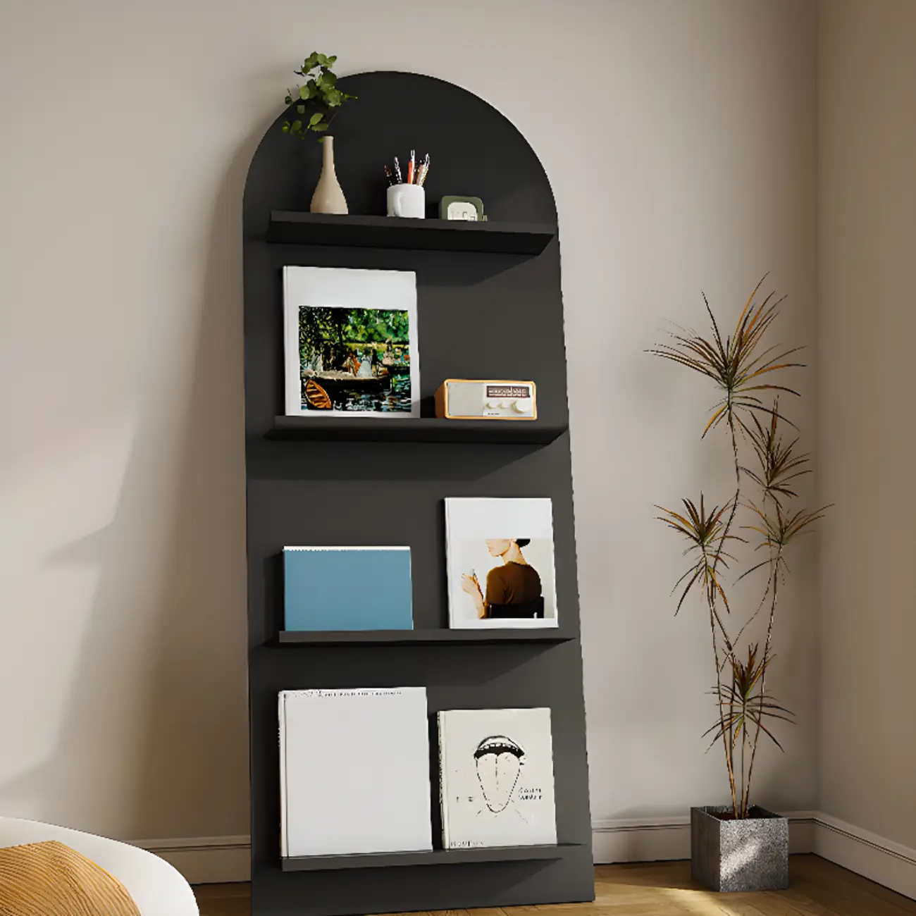 Scandinavian Solid Wood 4-Tier Ladder Bookcase