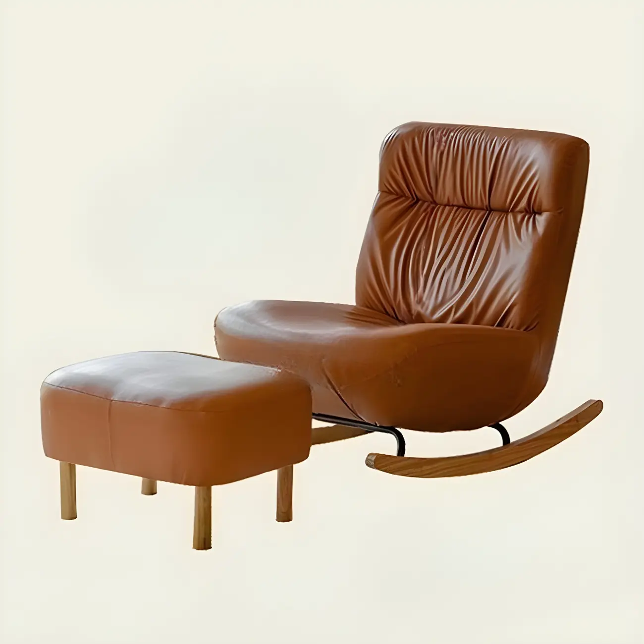 Faux Leather Upholstered Rocking Chair with Optional Ottoman