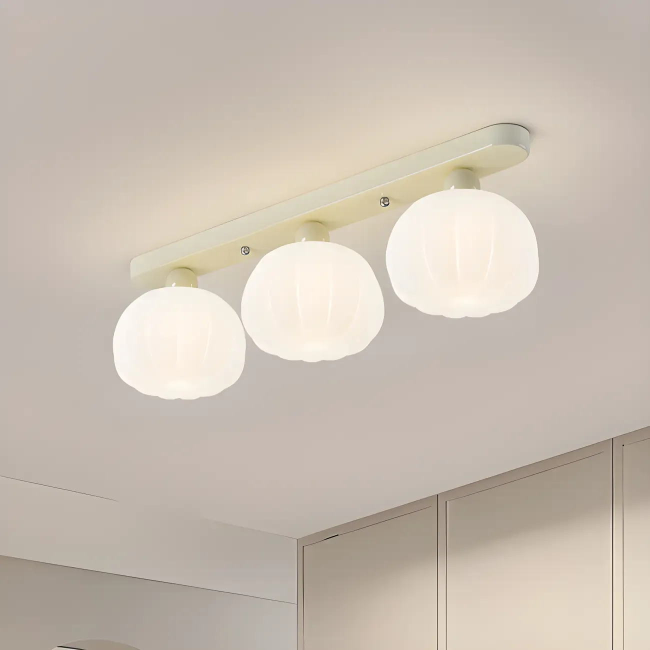 Stylish Pumpkin Semi Flush Ceiling Light with Resin Shade