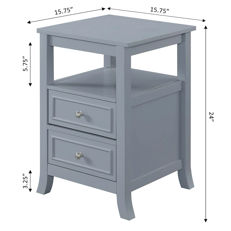 Convenience Concepts Melbourne 2 Drawer End Table with Shelf