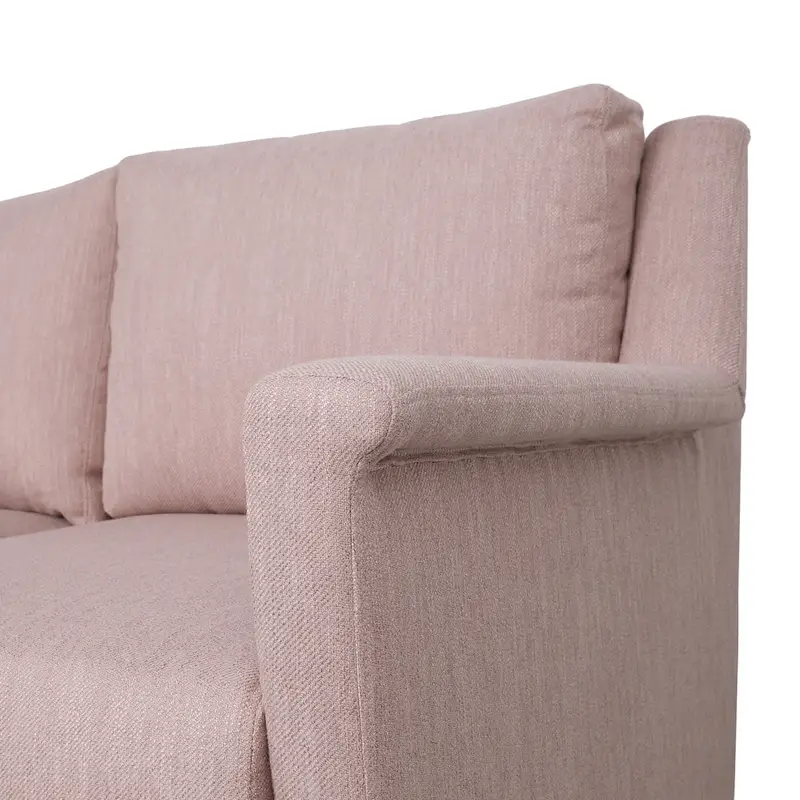 Light Pink 76.5 Modern 3-Seater Sofa with Birch Legs and Plush Seating