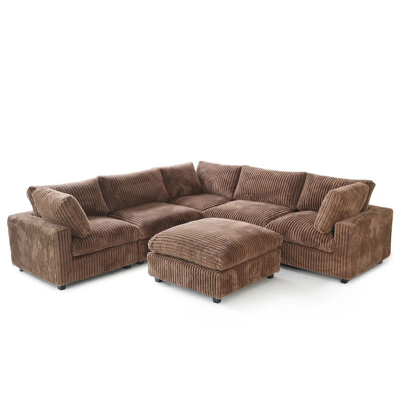 6-Piece Modular Sectional Sofa with Chaise and Ottoman