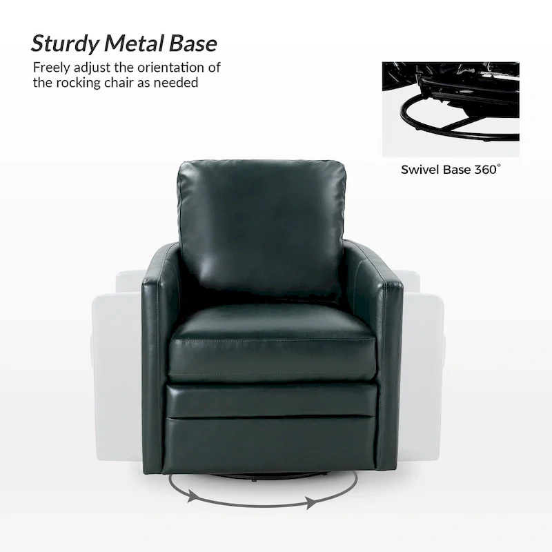 Terrance Transitional Swivel Faux Leather Barrel Accent Chair with Metal Base