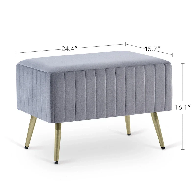 24 Modern Upholstered Entryway Bench with Padded Velvet Seat