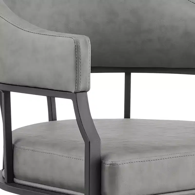 Armen Living,Tibet Swivel Rolling Dining Chair with Matte Black Iron