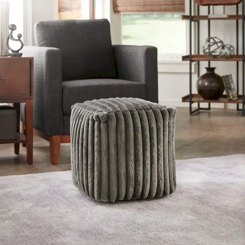 Brunico Upholstered Square Pouf Ottoman by iNSPIRE Q Bold
