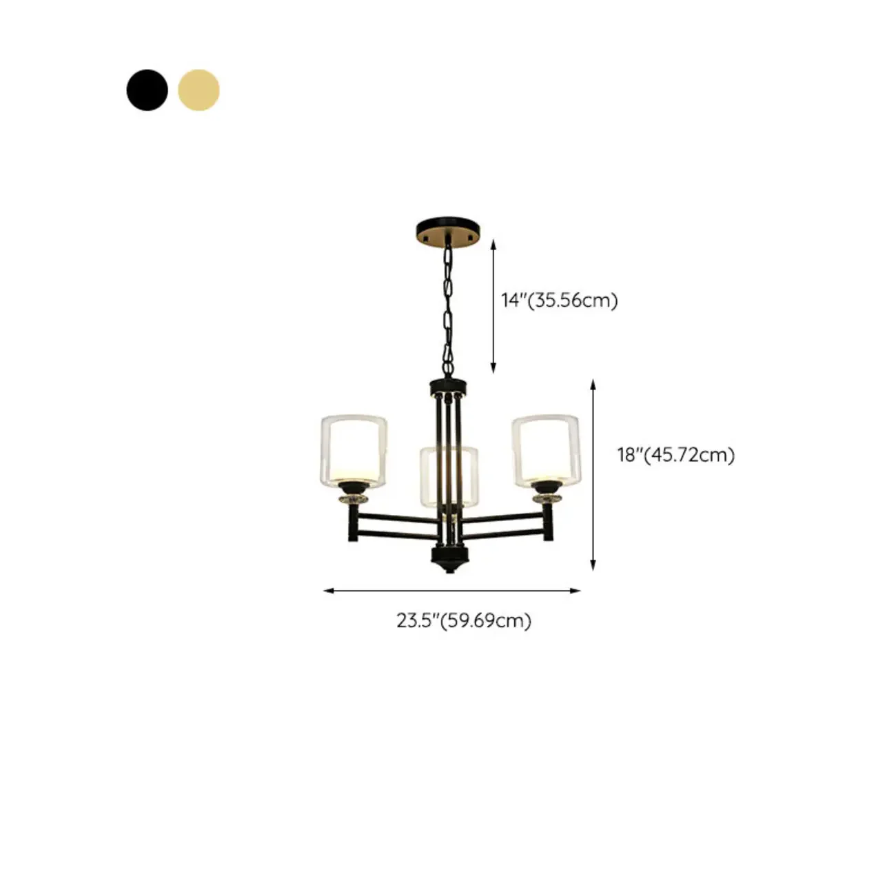 Geometric Industrial Metal Cylinder Glass Chandelier